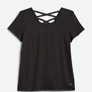 We Wander WeFlex Audrina Cross Back Performance T-Shirt – Size L, Black